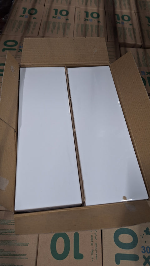 Laatta 10x30cm valkoinen