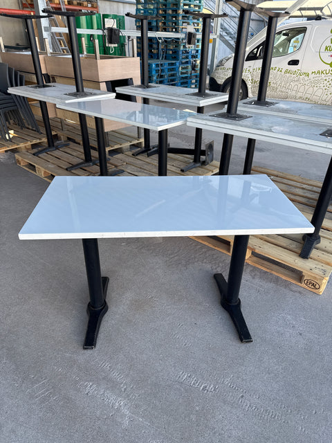 Pöytä valk, valurautajalat, 120x60cm