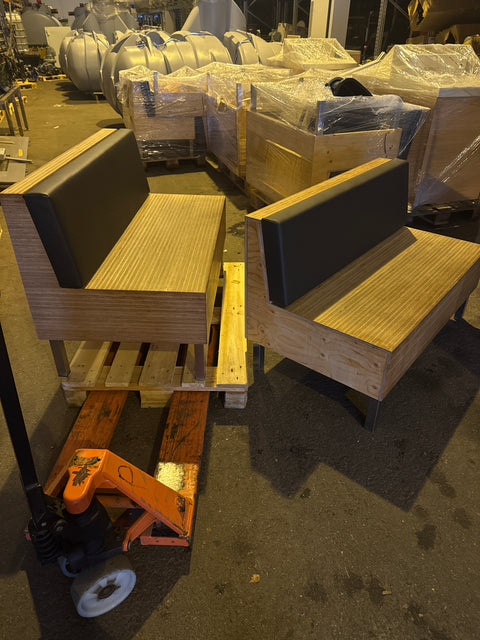 Vanerisohva keinonahkaselkänojalla 120cm, 12kpl erä