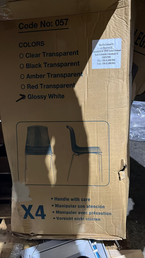 Siesta Glossy White, tuoli - Jakava Oy - Ylijäämää ja materiaaleja varastoituna Turun ylijäämävarasto -