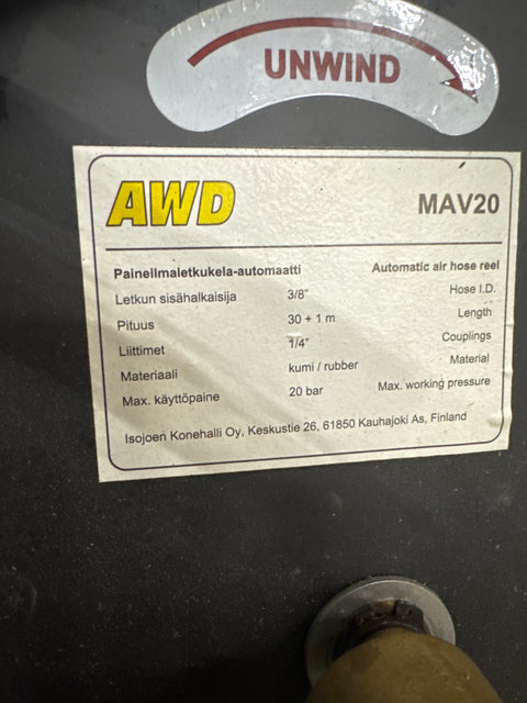 Paineilmaletkukela 30m