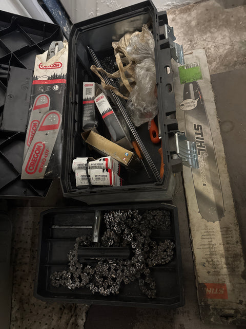 Erä moottorisahan laippoja, teriä, viiloja